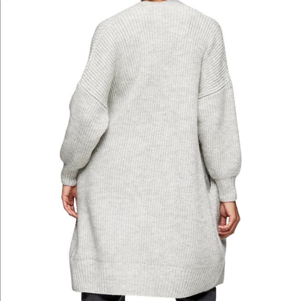 Gray Ribbed Open Front Cardigan - Picture 2 of 7